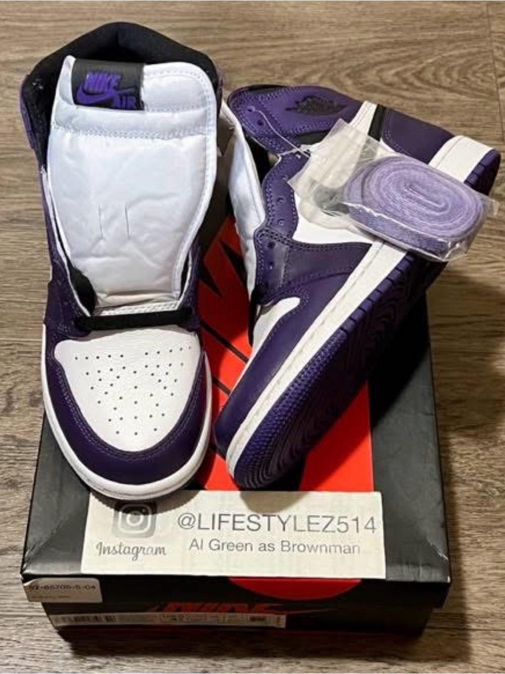 Nike Purple and White Air Jordan 1 Low-Top Sneakers